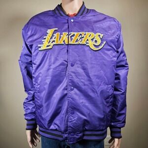 NWT NBA Ultra Game Los Angeles Lakers Satin Bomber Varsity Jacket Purple